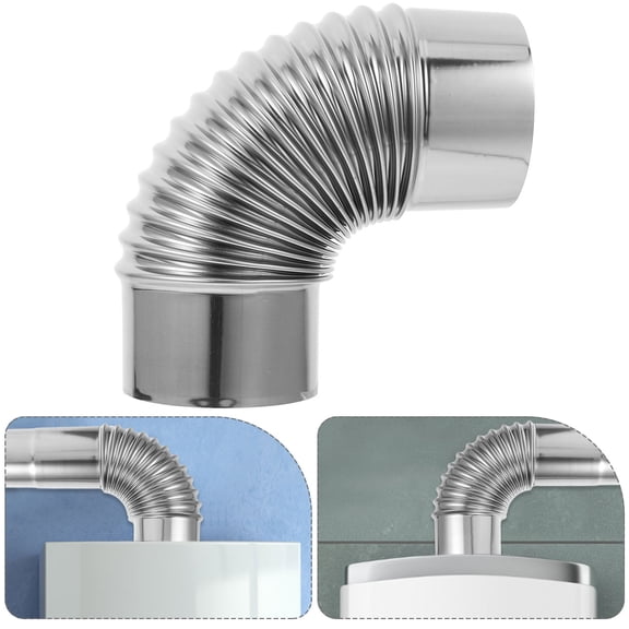 FRCOLOR Stainless Steel Stove Pipe 90 Degree Elbow with Chimney Cap Extension Flue Adapter Tube for Burning Stoves