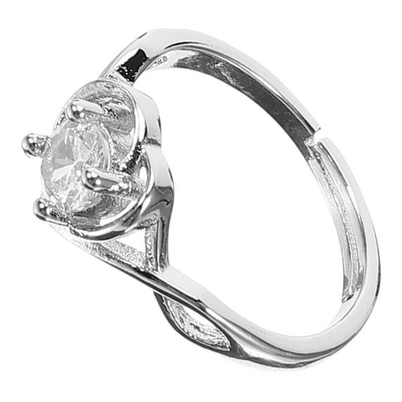 FRCOLOR Sterling Silver Adjustable Open Ring for Women with Synthetic Zircon Perfect for Parties and Weddings