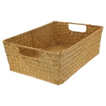 FRCOLOR Storage Basket 1Pc Seaweed Woven Storage Box Rectangular Woven Storage Basket for Snacks Fruit,14.37"X10.24"X4.92"
