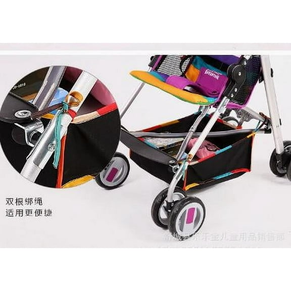 FRCOLOR Stroller Bottom Storage Basket Baby Stroller Organizer Pram Hanging Basket For Baby Items And Shopping Stroller Basket Attachment