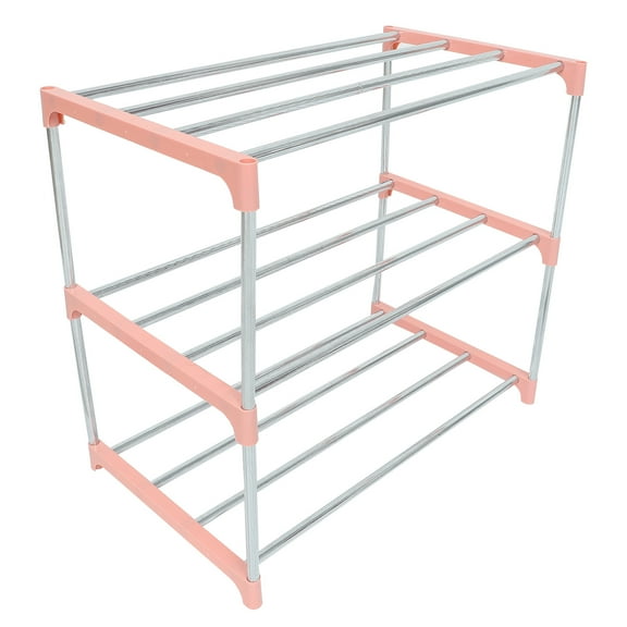 WRISTBIQUE Simple to Clean Shoe Storage Holder PP and Stainless Steel Pink 1Set