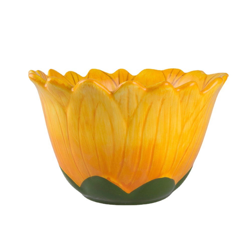FRCOLOR Sunflower Shaped Bowl Ceramic Dessert Bowl Salad Bowl Household Noodle Bowl Food Serving