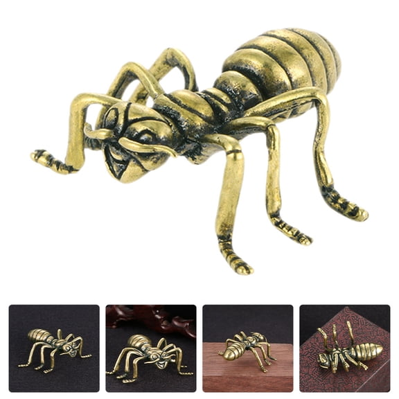 LABSERRON Ant Figurine Golden Metal Car Decor 1Pcs 1.4x1.3in