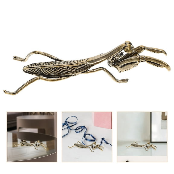 FRCOLOR Tabletop Praying Mantis Ornament 7.50X2.00X1.80CM Golden
