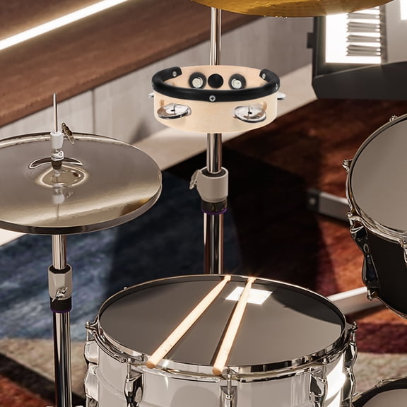 FRCOLOR Tambourine for Kids Hi-hat Bell Child 19.20X15.00X4.90CM Light Brown