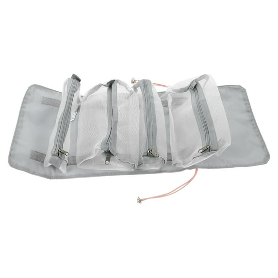 WRISTBIQUE Travel Makeup Bags Pink Gauze Rectangular Women Business Travel 1 Set 20.9x9.1x3.9in