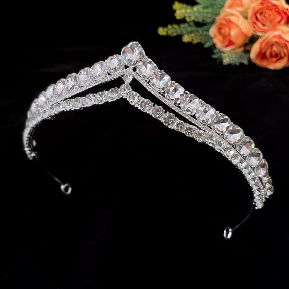 LABSERRON Tiara Silver 1Pack 7.1x7.1in Rhinestone Zinc Alloy