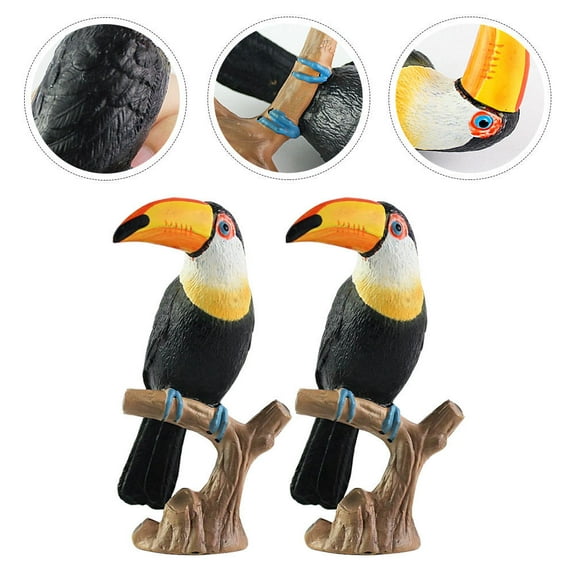 FRCOLOR Toucan Ornaments for Decor Black Plastic Toy Birds for Home Party 2 Pieces