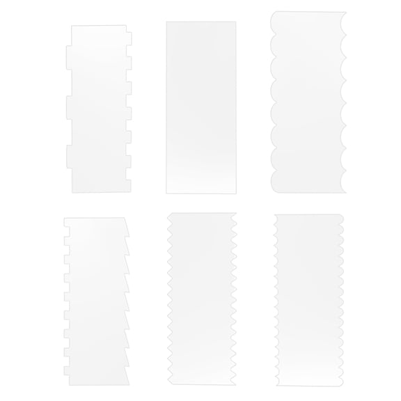 LABSERRON Set of 6 Acrylic Cake Scrapers Lightweight Baking Tools for Decorating and Icing Cakes