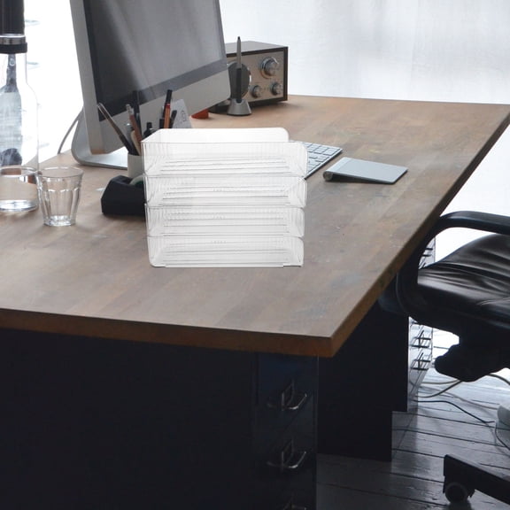LABSERRON Office Paper Organizer Desk Organizer Transparent Home Organization Simple Design 4Pcs