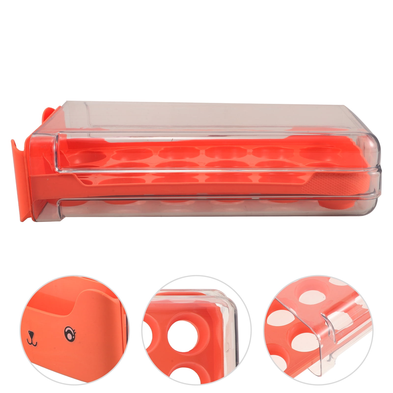 FRCOLOR Transparent Stackable Egg Holder for Fridge with Drawer Access Durable Reusable Plastic Orange 18 Count