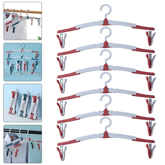 WASHWEPE Clothes Hanging Rack Red 6Pcs 15.2X6.1X1.2In