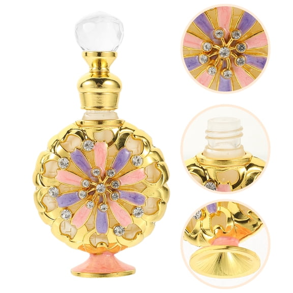 WASHWEPE Essential Oil Bottle Glass Golden Lightweight for Indoor Use 1Set 3.93X2.16X0.98in