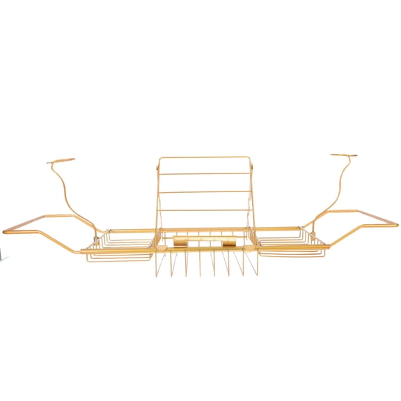 LABSERRON Bathtub Storage Holder Golden Rectangular Bath Tub Accessories 1Pcs 24-33x3.3x7.9in