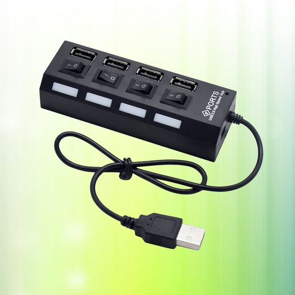 FRCOLOR USB HUB 4 Sockets Independent USB 2.0 Divider(Black)