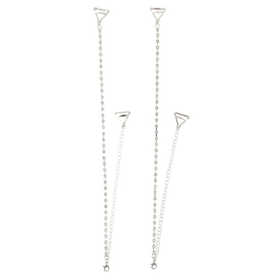 FRCOLOR Underwear strap 1 pair rhinestone straps removable silver straps single row strap for tops dress white,15.75"X0.71"X0.2"