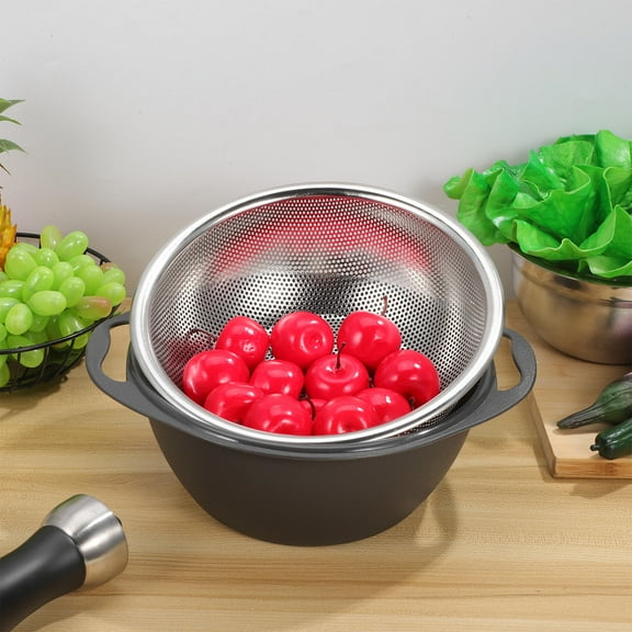 FRCOLOR Vegetable Colander Strainer With Bowl Fine Holes Strainer Basket Quick Drain Colander For Washing Fruits Vegetables Rice