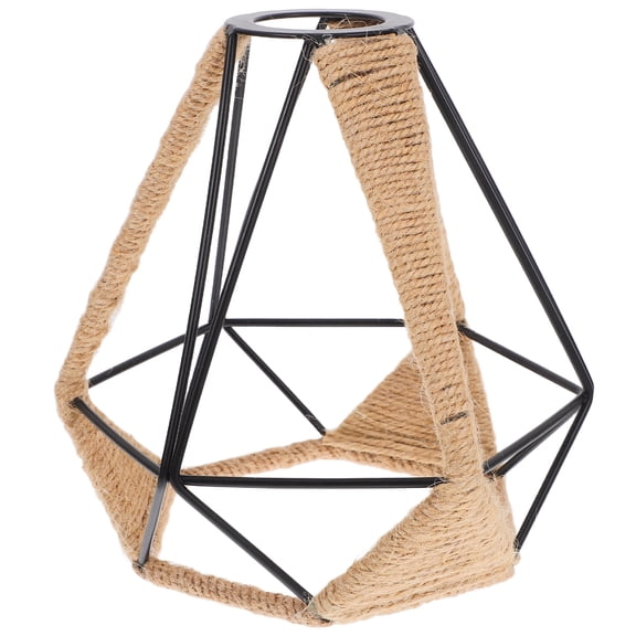 WASHWEPE Woven Lamp Shade Metal Cage Light Diffusion Multi 18.50X17.00X17.00Cm Rope 1Pack