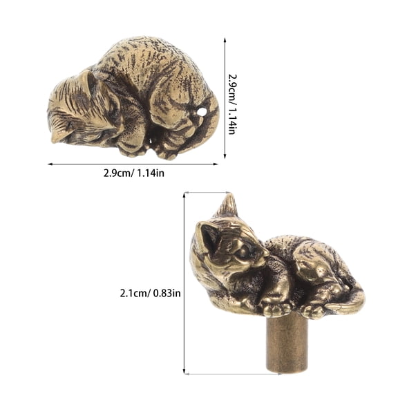 FRCOLOR Vintage Brass Cabinet Handles Cat Drawer Pulls For Dressers Elegant Gold Knobs For Bathroom Cabinets Decorative Hardware For Kitchen And Furniture