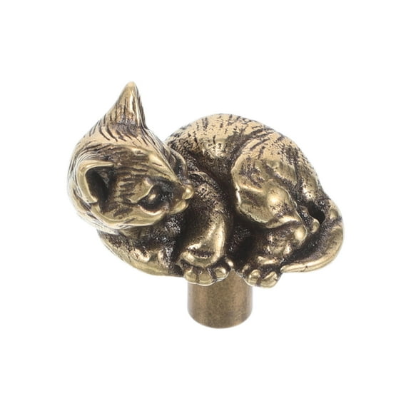 FRCOLOR Vintage Brass Cabinet Handles Cat Drawer Pulls For Dressers Elegant Gold Knobs For Bathroom Cabinets Decorative Hardware For Kitchen And Furniture