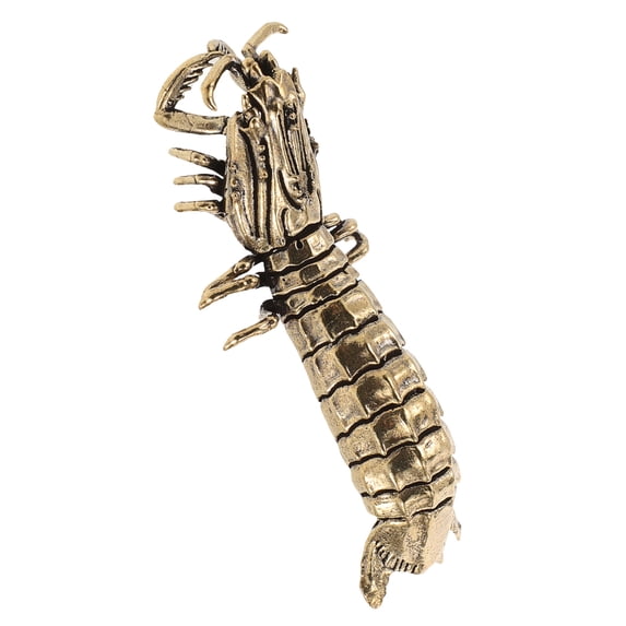 FRCOLOR Vintage Brass Mantis Shrimp Figurine Decorative Craft Sea Animal Statue For Home Office Desktop Decor Small Metal Animal Ornament