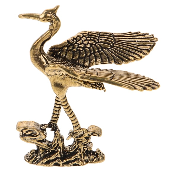 FRCOLOR  Vintage Crane Decoration Miniature Figurine Bird Solar Golden