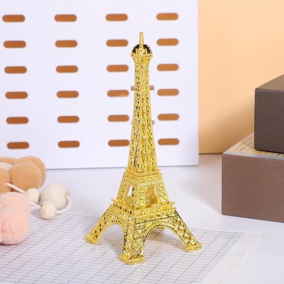 FRCOLOR Iron Eiffel Tower Decoration Vintage Golden Metal Craft for Table and Office