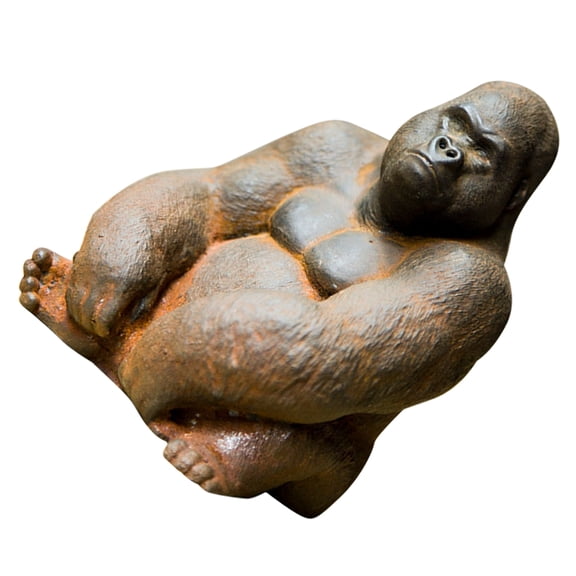 FRCOLOR Vintage Iron Animal Statue Iron Gorilla Figurine Lifelike Miniature Gorilla Statue