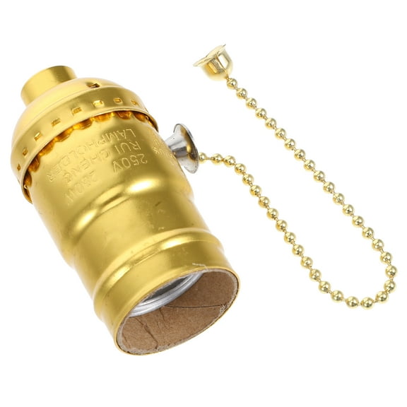 KAKOWELY Led Lamp Socket Light Bulb Socket with Pull Chain Aluminium Golden 1Pcs 2.8X1.2X1.2In