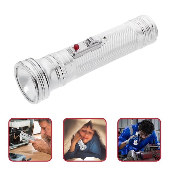 FRCOLOR Vintage Metal Flashlight with Reliable Iron Shell and Silver Color Great for Home Decor and