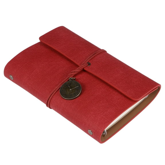 FRCOLOR Vintage Scrapbook Planner Creative Writing Notebook Travel Diary Notepad Stationery ( Red, Horizontal Version)