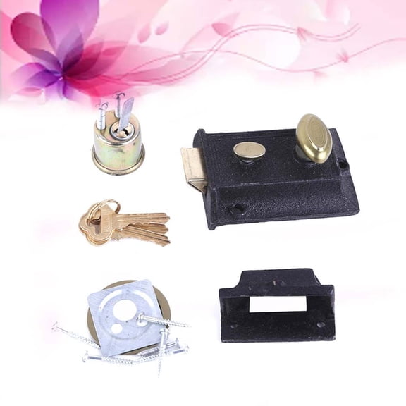 FRCOLOR Vintage Spring Outer Door Lock Cast Iron Lock Durable Anti-theft Lock for Home Security (6140 Iron Core)
