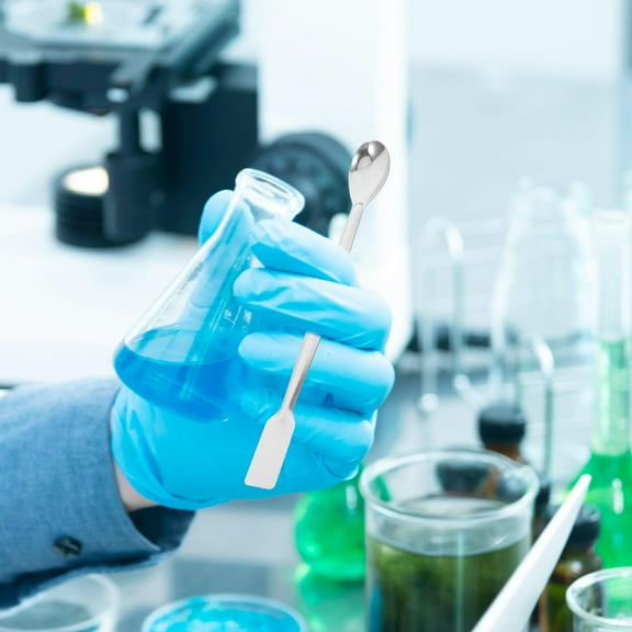 FRCOLOR WORGEOUS 10pcs Stainless Steel Micro Sampling Spoon Lab Spatula Double Ended Square Tail Micro Spoon Sampling Scoop U Shaped Spoon