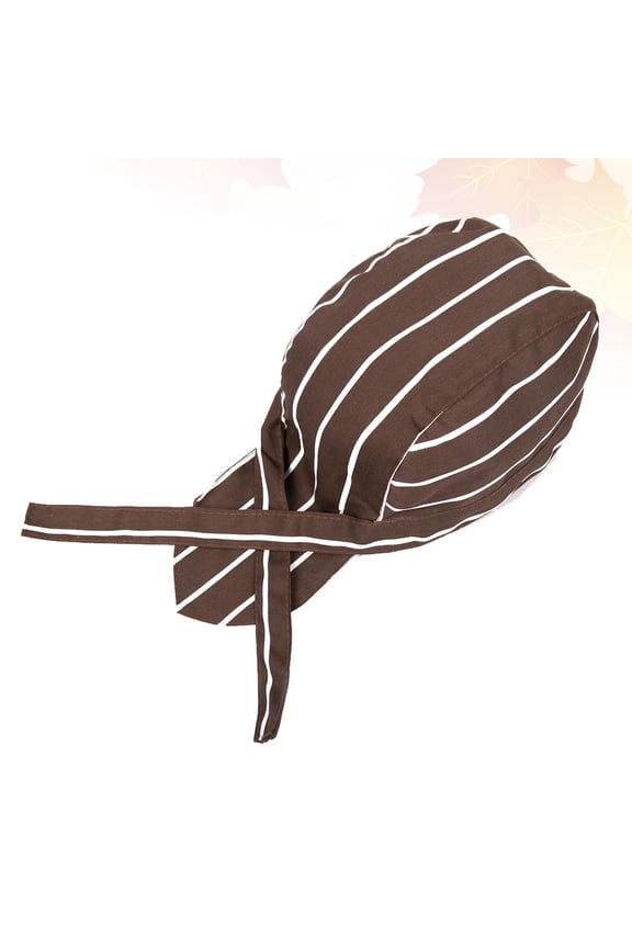 FRCOLOR Waiter Cap Women Cotton Material Hat Stripe Design Hat Work 28x17cm Coffee