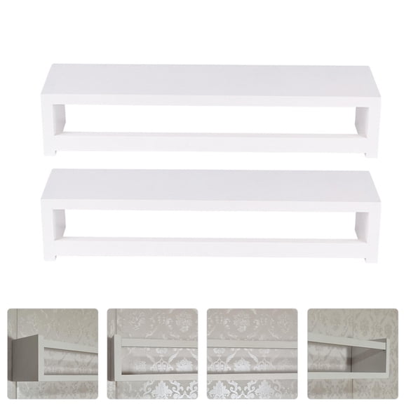 LABSERRON 1Set Wall Mounted Storage Rack White Wooden Plastic for Bedroom Kitchen Living Room