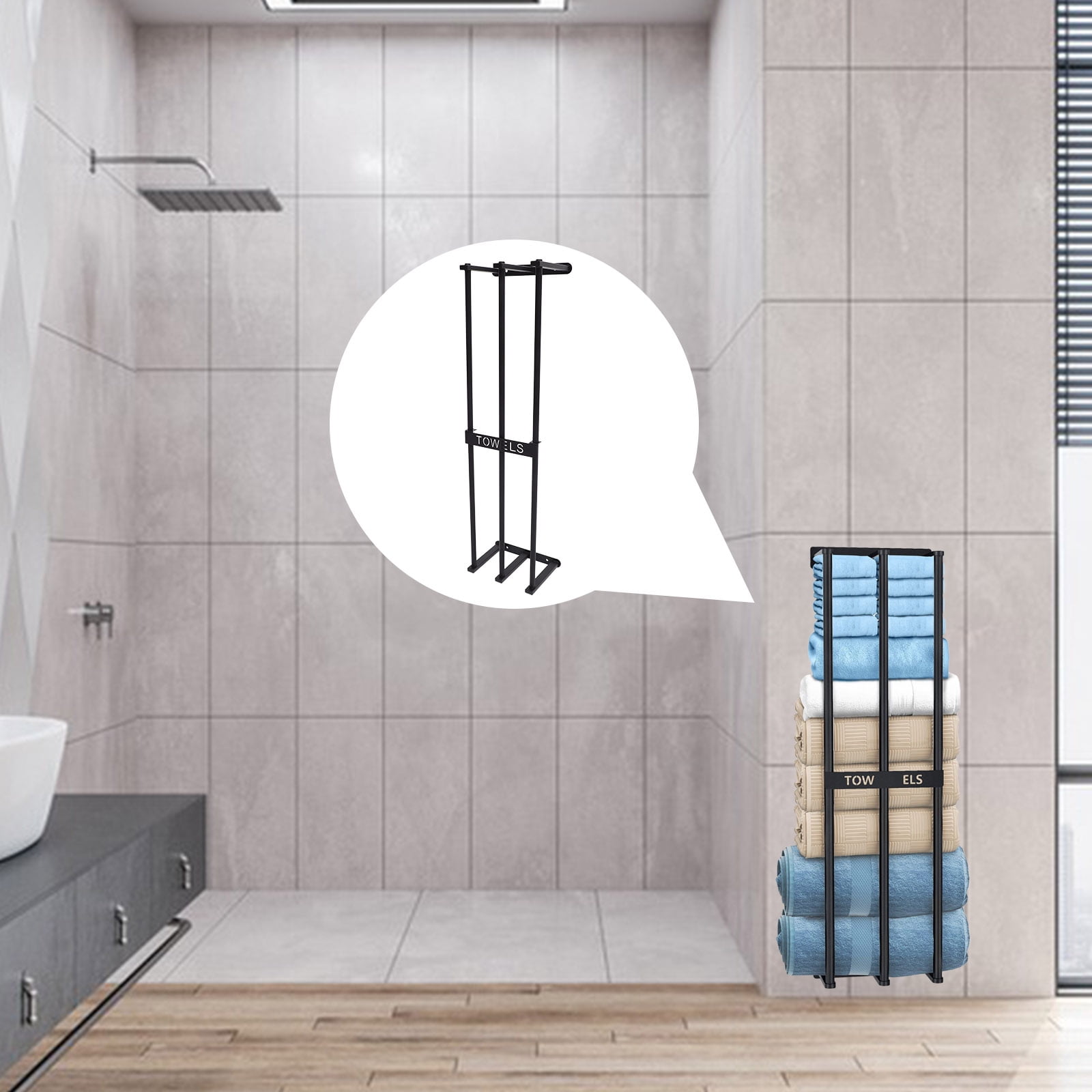 FRCOLOR Wall Mounted Towel Stand Bathroom Towel Storage Holder Metal Spa Towel Rack - Walmart.com