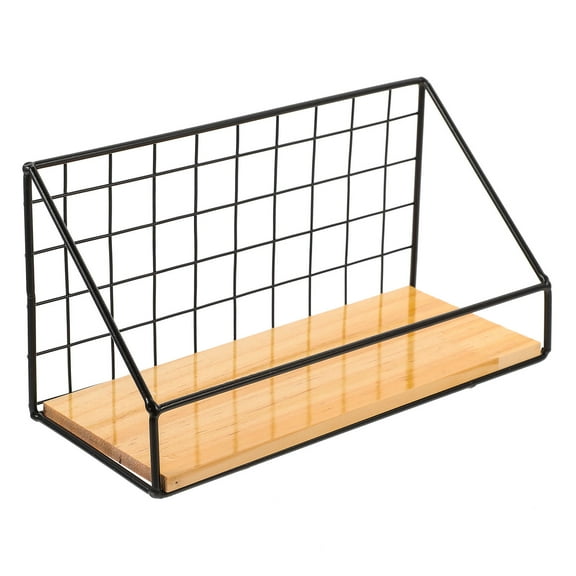 LABSERRON Floating Shelf With Hooks Black Metal Wrought Iron Style 1 Set 9.4X5.5X4.5in