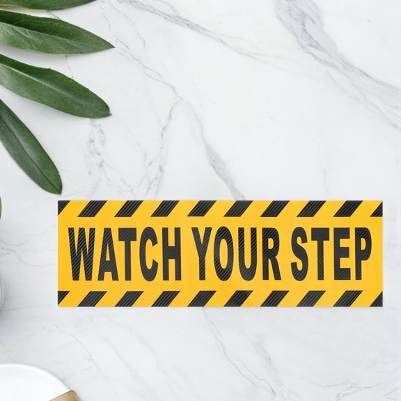 FRCOLOR Watch Your Step Floor Stickers Anti Slip Warning Decals Black Yellow Anti Slip Tape For Workplace Safety Wet Floor Caution