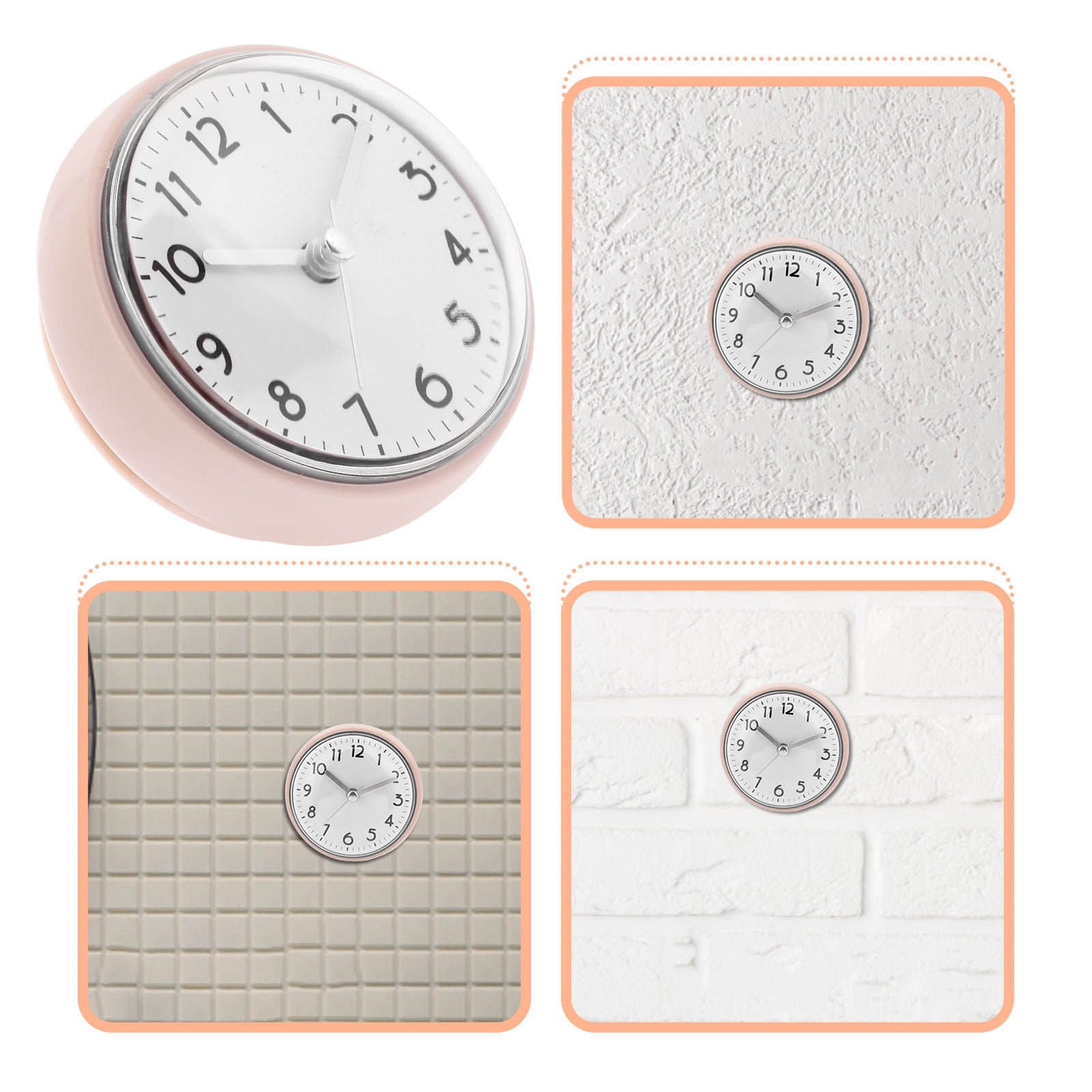 FRCOLOR Waterproof Wall Clock for Bathroom Small Clocks Digital Beige ...