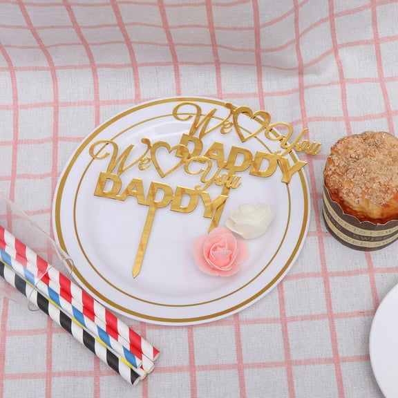 TAILTOSS Chic Acrylic Cake Toppers Golden For Father's Day Celebration 1Pcs 4.7X4.3X0.08In