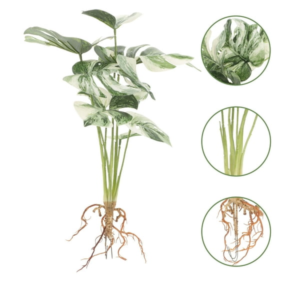 PAMINGONO Faux Monstera White Green 1Pcs 19.65x5.89x5.89in Plastic Decorative Faux Plant