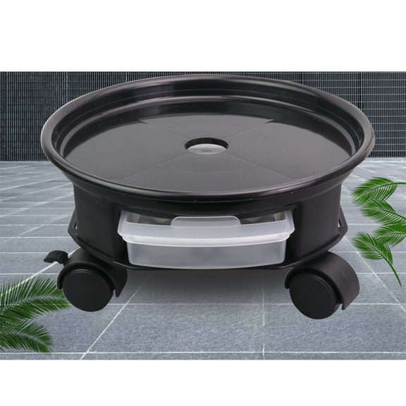 FRCOLOR Indoor Plant Cart with Wheel Flower Pot Base with Storage Drawer for Home Decor Black 1Set