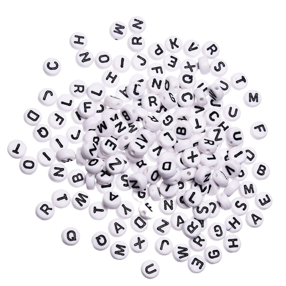 100Pcs White Acrylic Letter Beads - 4x7mm Round Alphabet Beads For Jewelry Making (Letter V)