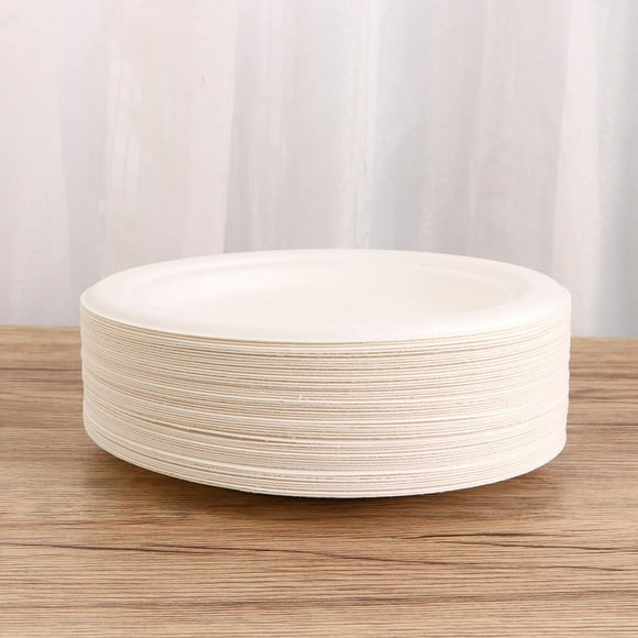 LABSERRON Disposable Round Plate 100Pcs 6 Inches White For Family Gathering