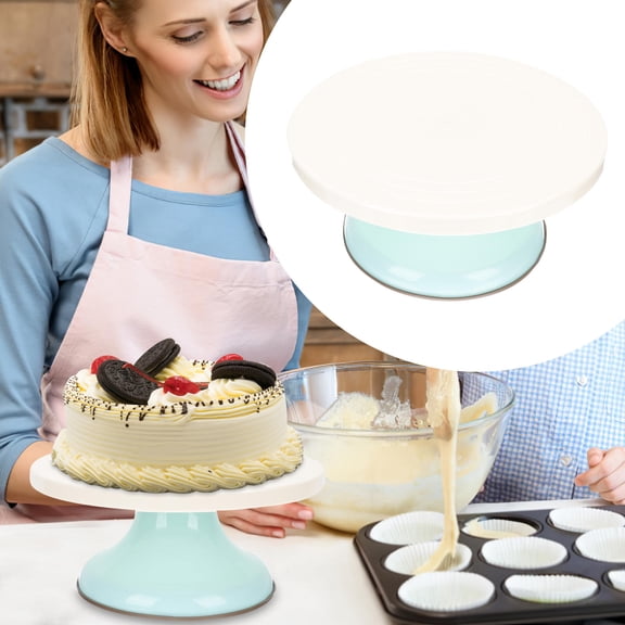 WASHWEPE Revolving Cake Platform White 1Set Home Users Cake Decorating Baking 10.8In