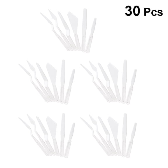 FRCOLOR White Plastic Painting Spatula Set with Flexible Blades for Canvas Art Techniques and Comfortable Grip 5 Pieces