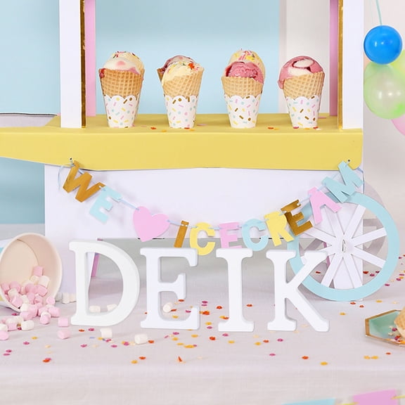 FRCOLOR White Standing Wood Letter E for Decoration DIY Alphabet Wedding Party Home 8cm