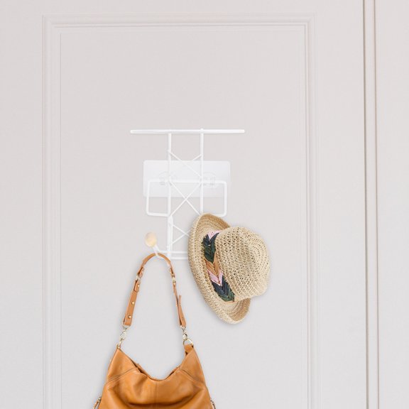 FRCOLOR White Wall Mount Helmet Rack for Home Use Firm and Steady with PVC Wood Iron Materials Saves Space Innovative Design 7.5 Inches