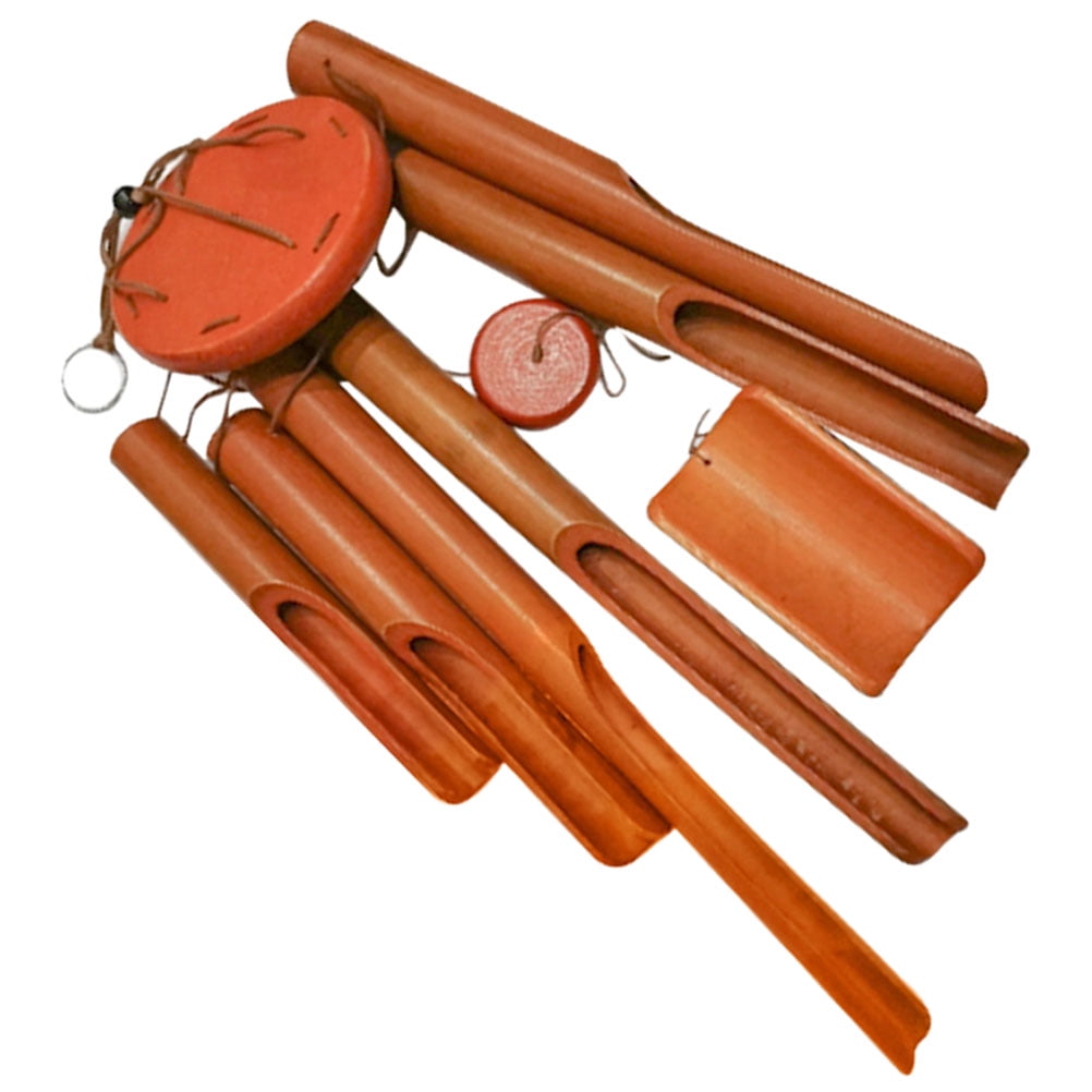 FRCOLOR Light Brown Bamboo Wind Chimes for Outside with Deep Tone for Patio and Home Decor