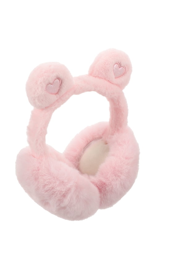 Soft Warm Ear Muffs Fuzzy Earmuff Pink Plush 1Set 9.8X7.9X5.5in